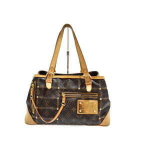 Louis Vuitton Rivet Monogram Brown Coated Canvas Handbag Multi Storage Studded